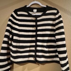 Cream and Black Striped Cardigan